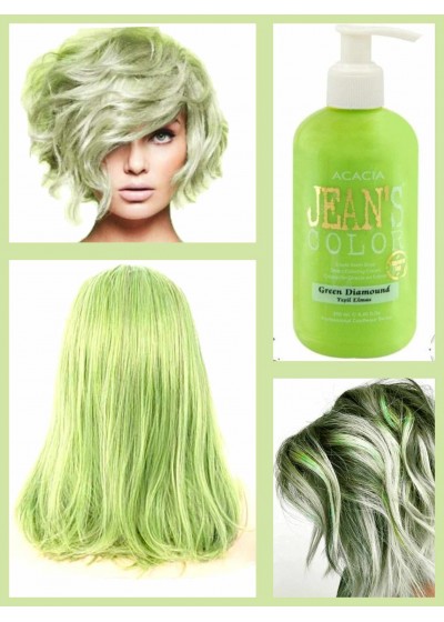 Боя за коса цвят Мента на водна основа Green Diamond - Jeans Color пастелна серия