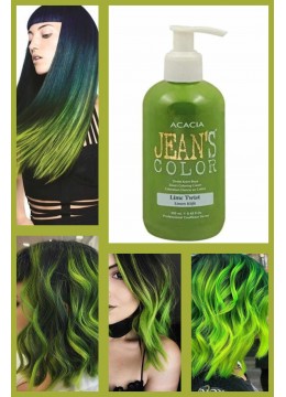 Ярко зелена Боя за коса за кичури и цветна коса без Амоняк - Lime Twist - Jeans Color пастелна серия