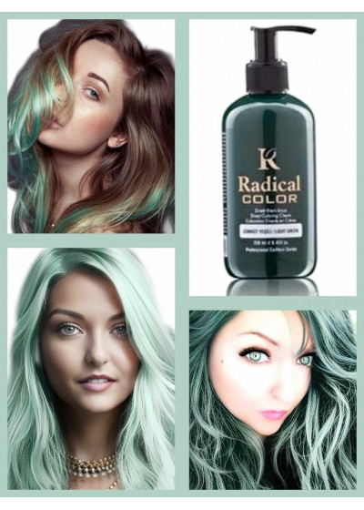 Боя за коса цвят Светло зелен изумруд за балеаж и зелени кичури - Emerald Green - Radical