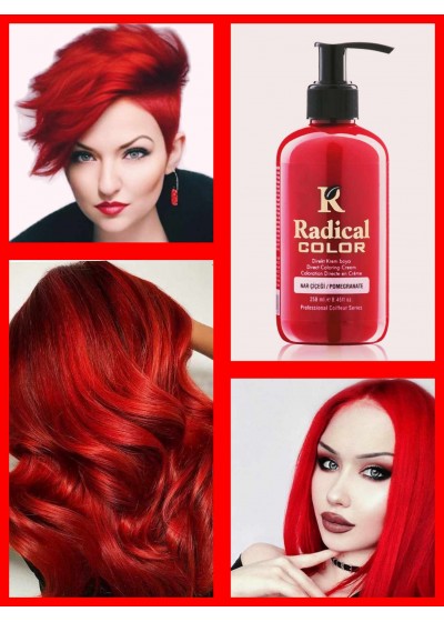 Огнено червена боя за коса без амоняк за многократна употреба - цвят Нар - Radical