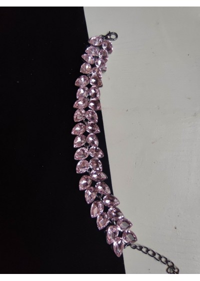 Гривна с белгийски кристали цвят розово - Rose Crystals