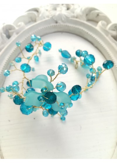 Нежна дизайнерска кристална гривна в цвят тюркоаз Turquoise Spell Lux by Rosie
