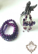 Комплект гривни и обици с лилави кристали Purple dream by Rosie