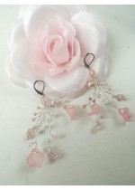 Официални обици с кристали Сваровски в розово и бяло Rose Magic Garden by Rosie