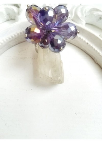Кристален пръстен в лилаво модел Violet Flower by Rosie